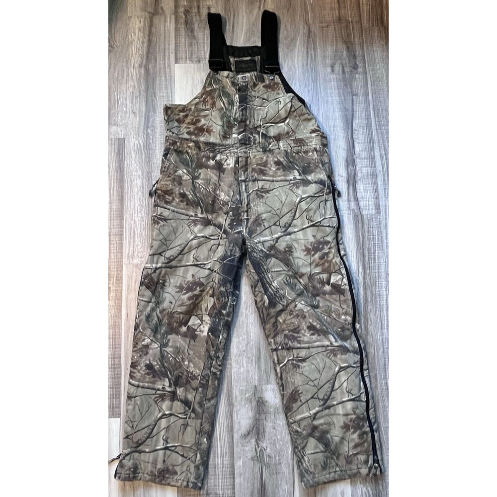 Liberty Mens XL Hunting Camo Overall Bibs Insulated Quilt Lined Hunting Workwear